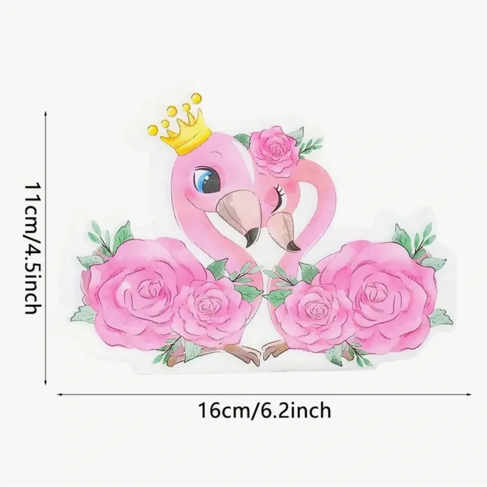 His & Hers Pink Rose Flamingo Shaped Party Napkins, 20-ct